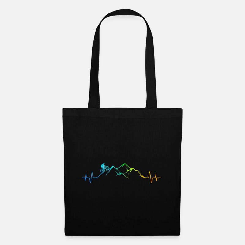 Mountainbiker - Berg - Colorful - MTB - Heartbeat - Stoffbeutel - Schwarz