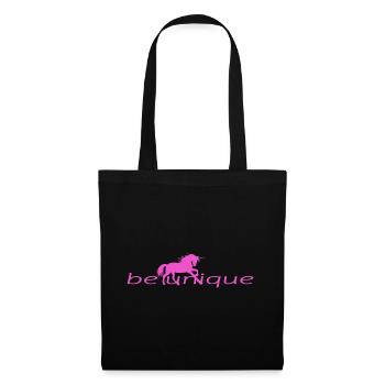 BE UNIQUE Motiv mit Einhorn für Mädchen und Frauen - Stoffbeutel - Schwarz - Vorne