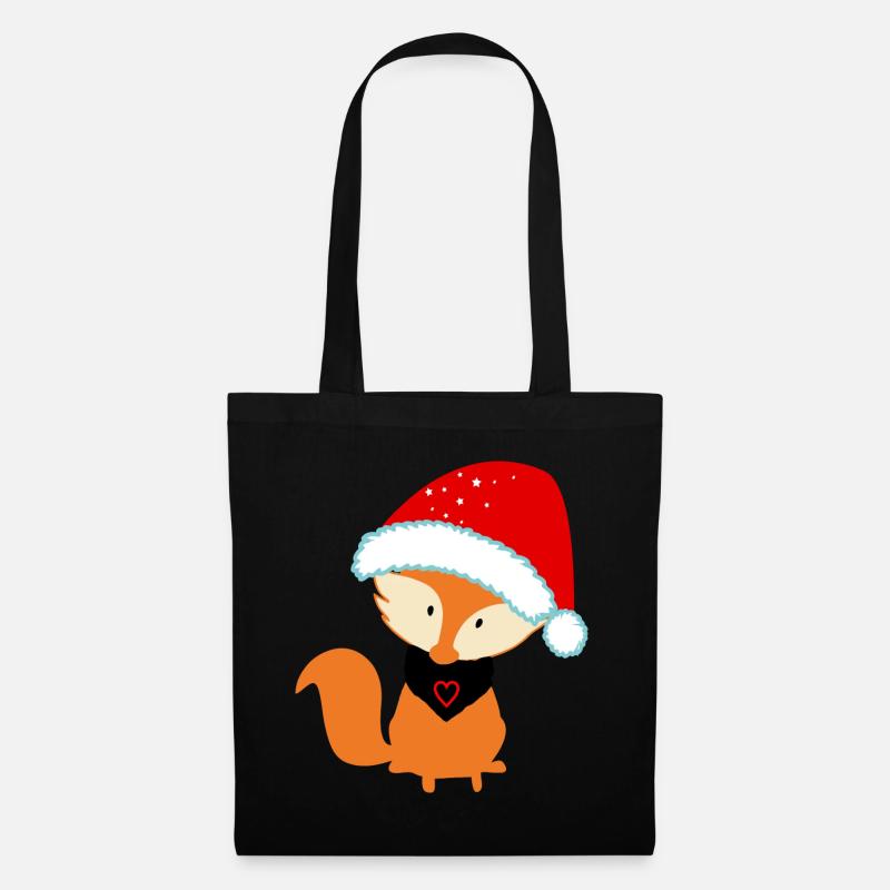 Weihnachten Fuchs Kind - Stoffbeutel - Schwarz