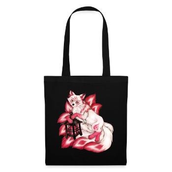 Kitsune Fuchs Fuchsgeist Inari Japan Mythologie - Stoffbeutel - Schwarz - Vorne