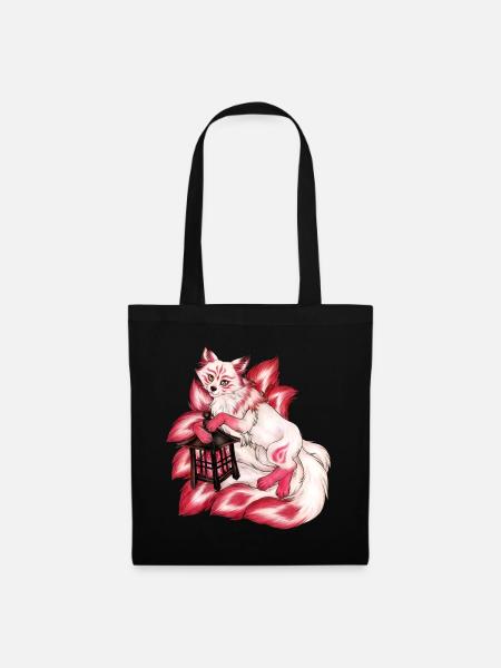 Kitsune Fuchs Fuchsgeist Inari Japan Mythologie - Stoffbeutel - Schwarz