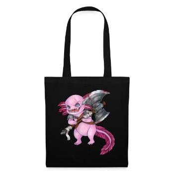 Lustiges Axolotl mit Axt Barbar Krieger Geschenk - Stoffbeutel - Schwarz - Vorne
