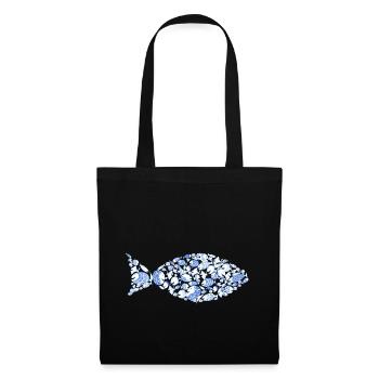 Blue Fish Comic Pêcheur Pêcheur Vacances À La Mer Christian - Sac en tissu - noir - Devant
