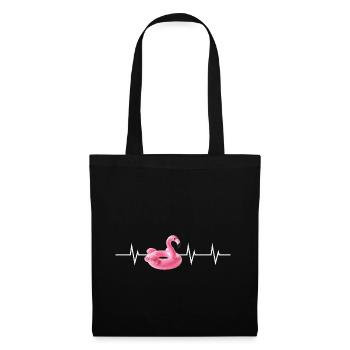 Heartbeat in Pink - Flamingo Edition - Stoffbeutel - Schwarz - Vorne