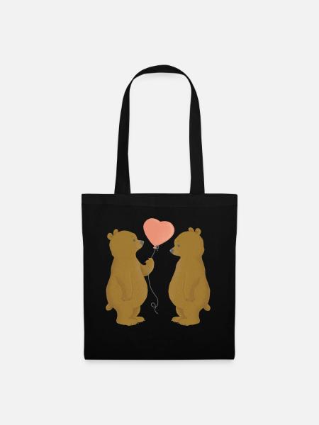 Bear Bear Friends Meilleurs amis Forever Heart Balloon - Sac en tissu - noir