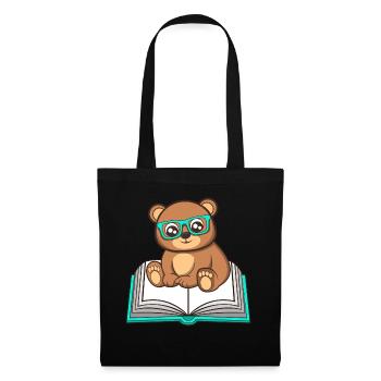 Livres de lecture drôle d'ours Grizzly Littérature - Sac en tissu - noir - Devant