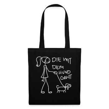 Die mit dem Hund geht - Stoffbeutel - Schwarz - Vorne