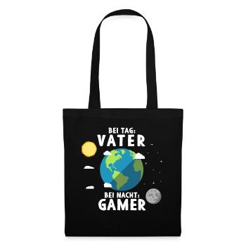 Am Tag Vater Bei Nacht Zocker Gaming Vatertag - Stoffbeutel - Schwarz - Vorne