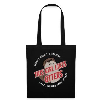 Girl Likes Otters süßes Zitat Seeotter Tier - Stoffbeutel - Schwarz - Vorne