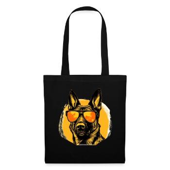 Cooler Deutscher Schäferhund mit Sonnenbrille - Stoffbeutel - Schwarz - Vorne