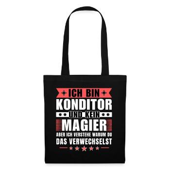 Ich bin Konditor und kein Magier - Stoffbeutel - Schwarz - Vorne