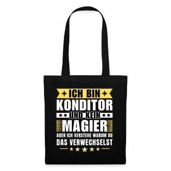 Ich bin Konditor und kein Magier - Stoffbeutel - Schwarz - Vorne