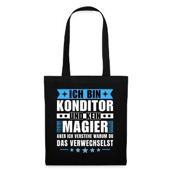 Ich bin Konditor und kein Magier - Stoffbeutel - Schwarz - Vorne
