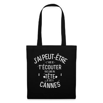 Mentalement je suis à Cannes - Sac en tissu - noir - Devant