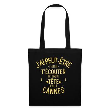 Mentalement je suis à Cannes - Sac en tissu - noir - Devant