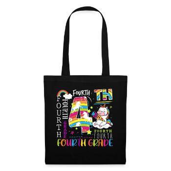 Écolier licorne de 4e année - Sac en tissu - noir - Devant