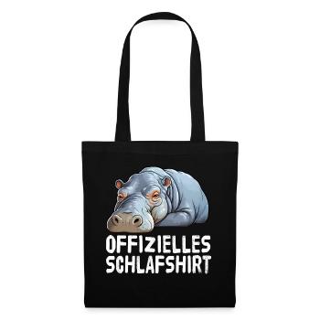 Offizieles Schlafshirt Nilpferd - Stoffbeutel - Schwarz - Vorne