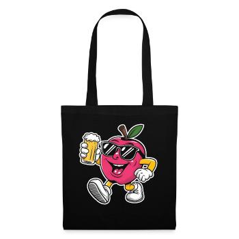 Apfel Trinken Bier - Stoffbeutel - Schwarz - Vorne