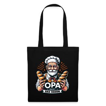 Opa backt das schon - Bäcker mit Broten - Stoffbeutel - Schwarz - Vorne