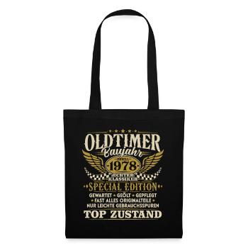 Oldtimer Baujahr 1978 Jahrgang Geburtstag Geschenk - Stoffbeutel - Schwarz - Vorne