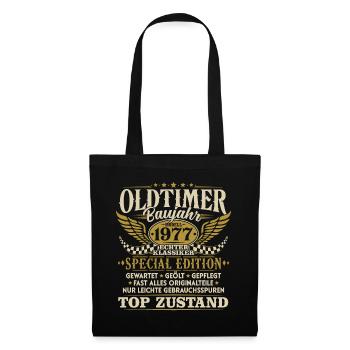 Oldtimer Baujahr 1977 Jahrgang Geburtstag Geschenk - Stoffbeutel - Schwarz - Vorne