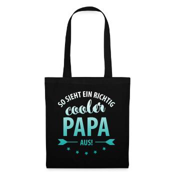 So sieht ein richtig cooler Papa aus Geschenk Papa - Stoffbeutel - Schwarz - Vorne