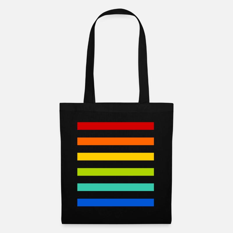 Regenbogen Streifen - Stoffbeutel - Schwarz