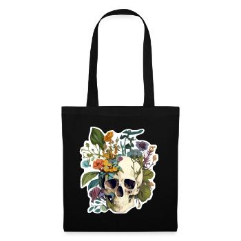Human Skull & Flowers 26 - Tote Bag - black - Front