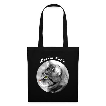 Katze,Katzen, Traum Katzen, Dream Cat`s - Stoffbeutel - Schwarz - Vorne