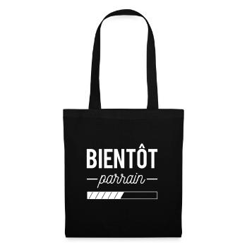 Bientôt parrain cadeau annonce baptême - Sac en tissu - noir - Devant