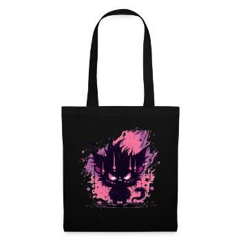 Niedliche Dämonenkatze - Ästhetische Anime Katze - Stoffbeutel - Schwarz - Vorne