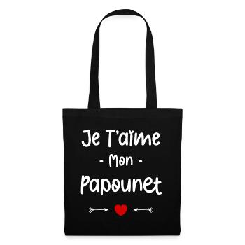 je t'aime mon Papounet - Sac en tissu - noir - Devant