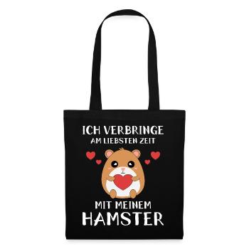 Süßer Hamster Nagetier Zwerghamster Haustier - Stoffbeutel - Schwarz - Vorne