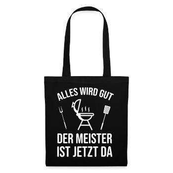 Grillen Meister Lustiger Spruch - Stoffbeutel - Schwarz - Vorne