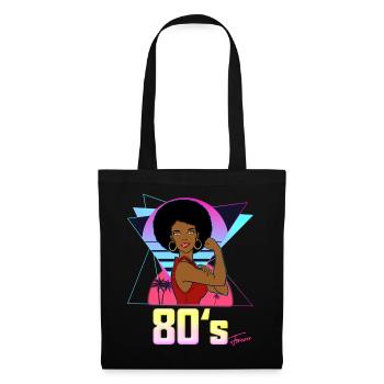80's forever 1980 Vintage Women Afro Cup - Stoffbeutel - Schwarz - Vorne