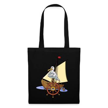 Maritim Boat Steering wheel Seafarers Seagull Sailboat - Tote Bag - black - Front