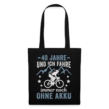 Radfahrer 40. Geburtstag Fahrrad ohne Akku - Stoffbeutel - Schwarz - Vorne