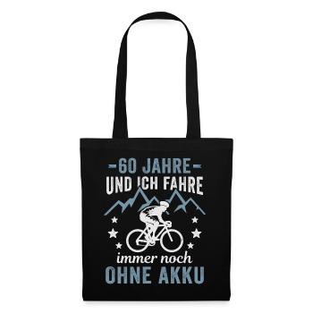 Radfahrer 60. Geburtstag Fahrrad ohne Akku - Stoffbeutel - Schwarz - Vorne