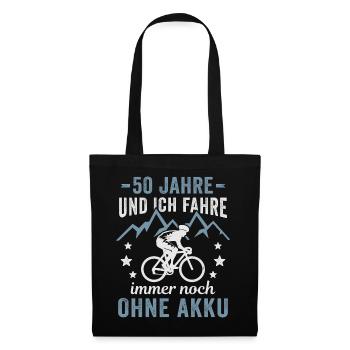 Radfahrer 50. Geburtstag Fahrrad ohne Akku - Stoffbeutel - Schwarz - Vorne