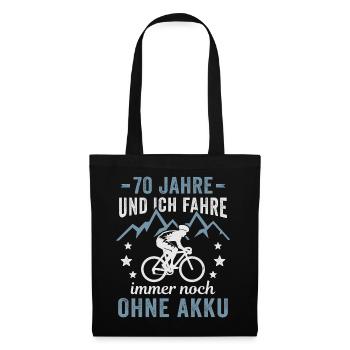 Radfahrer 70. Geburtstag Fahrrad ohne Akku - Stoffbeutel - Schwarz - Vorne