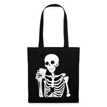 Sarcastic Funny Skeleton Drinking Espresso Coffee - Tote Bag - black - Front