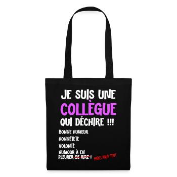 Femme Collègue Unique Cadeau Départ - Sac en tissu - noir - Devant
