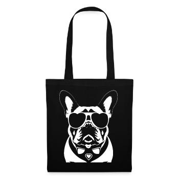 Drôle de bouledogue français avec des lunettes de soleil French Bulld - Sac en tissu - noir - Devant