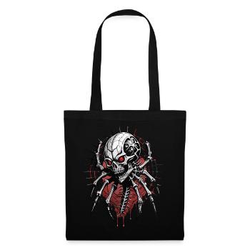 Spider Skull // Totenkopf Spinnennetz FS0019 - Stoffbeutel - Schwarz - Vorne