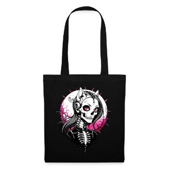 Cat-Girl Skull // Totenkopf Katzenfrau FS0042 - Stoffbeutel - Schwarz - Vorne