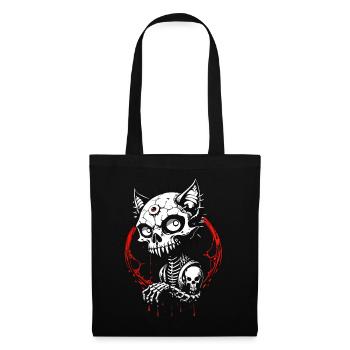 Gothic-Cat Skull // Totenkopf Katze / Blut FS0043 - Stoffbeutel - Schwarz - Vorne