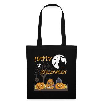 Halloween Creepy Pumpkin, T-Shirt de chauve-souris - Sac en tissu - noir - Devant