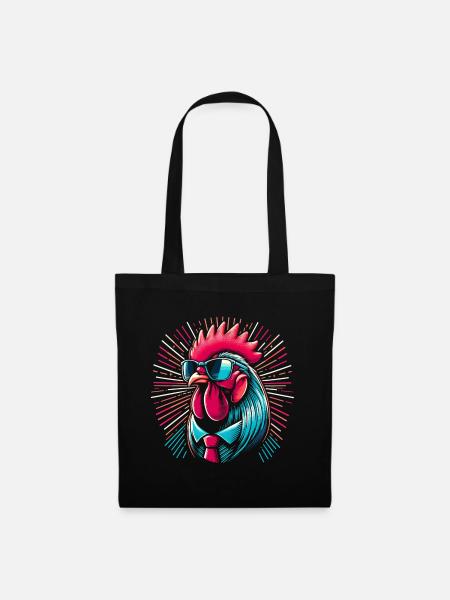 Coq Fashion à Lunettes - Sac en tissu - noir