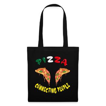 Pizza, connecter les gens, les amis - Sac en tissu - noir - Devant