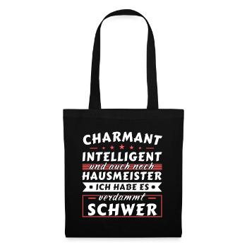 Charmant und intelligent - Hausmeister Edition - Stoffbeutel - Schwarz - Vorne